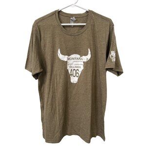 Next Level Apparel Montana Billings 406 Graphic Tee Size XL Bull Horns Tee Green